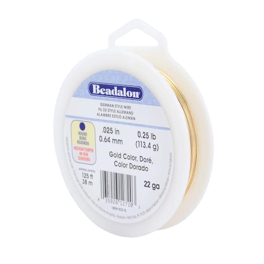 Beadalon® 22 Gauge Gold Round German Style Wire